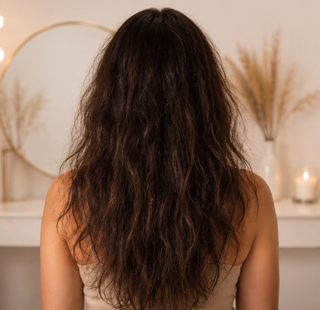 Hair before styling — dry and undefined